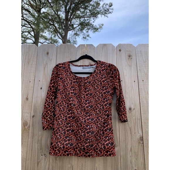 Liz Claiborne Women's Semi-Sheer Long Sleeve Shirt petite medium‎ orange - Picture 3 of 6